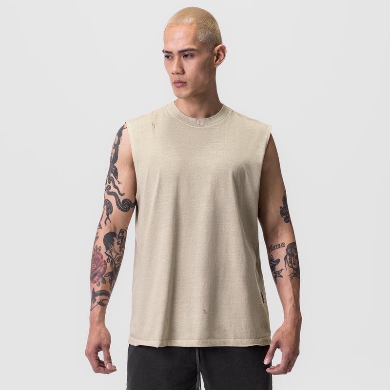 Asrv 0807. Tech Essential™ Relaxed Cutoff Men's Tanks Beige | 14523WDKT