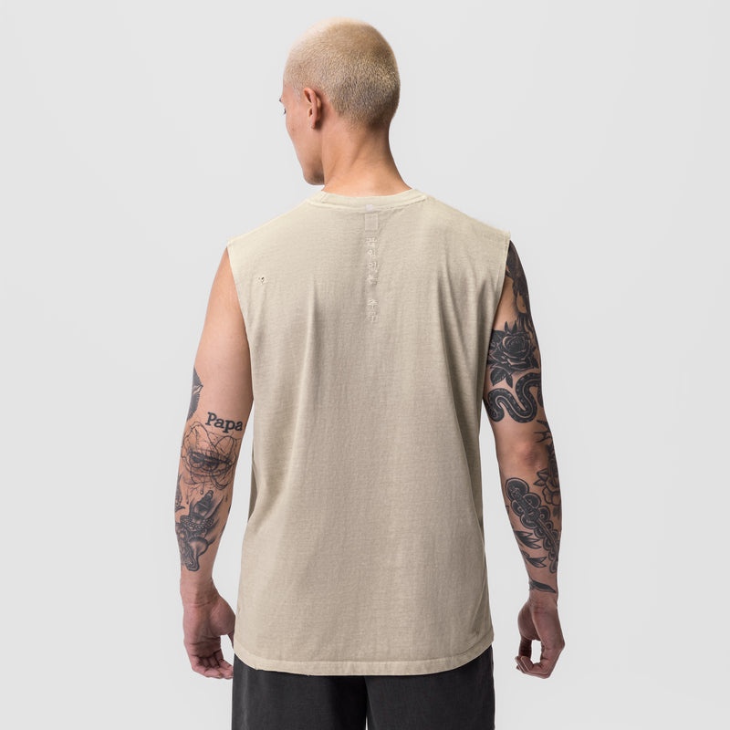 Asrv 0807. Tech Essential™ Relaxed Cutoff Men's Tanks Beige | 14523WDKT