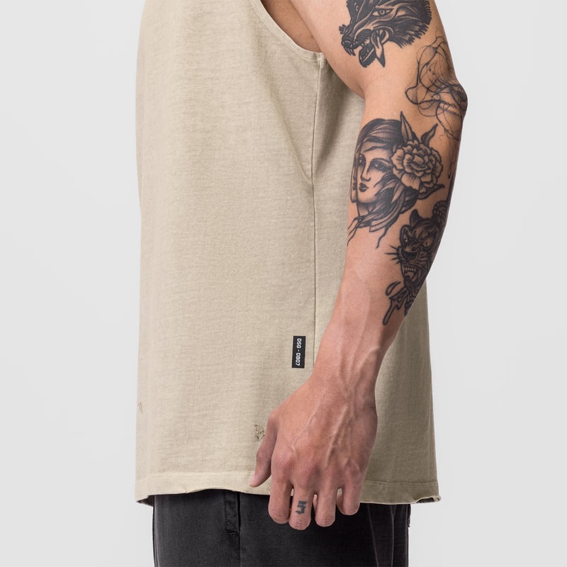 Asrv 0807. Tech Essential™ Relaxed Cutoff Men's Tanks Beige | 14523WDKT