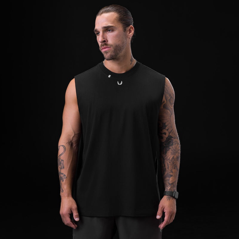 Asrv 0807. Tech Essential™ Relaxed Cutoff Men's Tanks Black | 91853MFNK