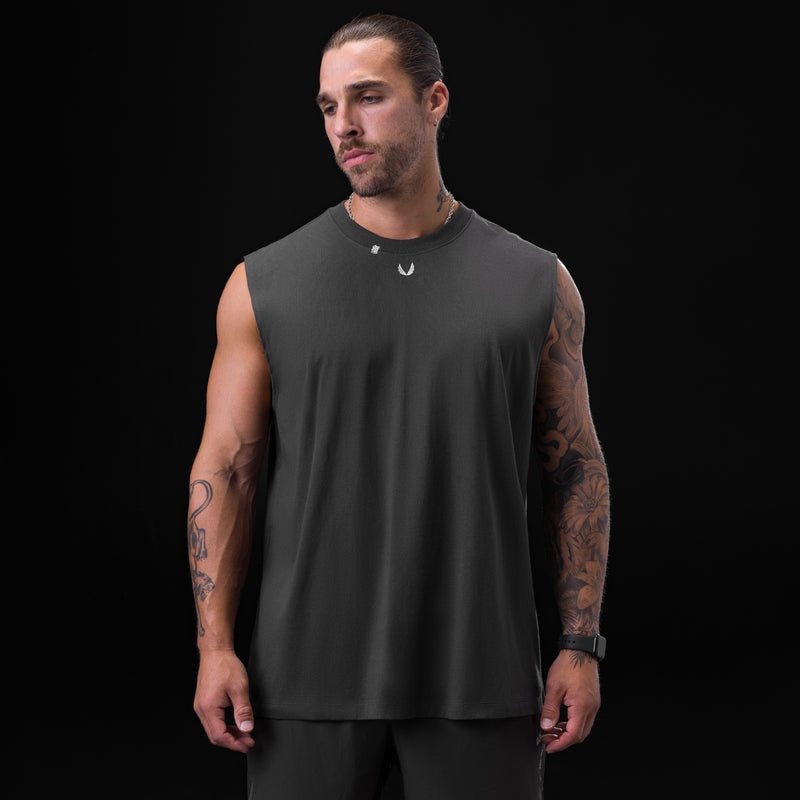 Asrv 0807. Tech Essential™ Relaxed Cutoff Men's Tanks Grey / White | 86913CXTP