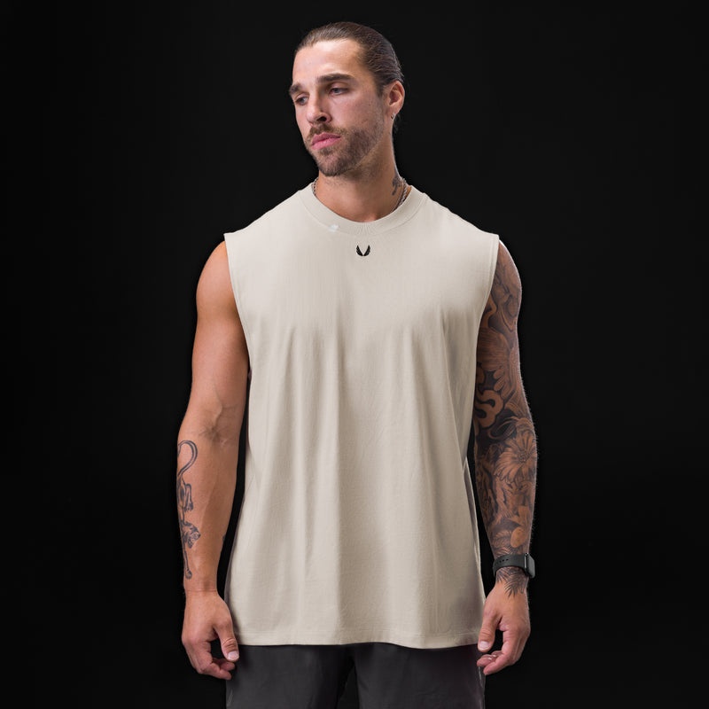 Asrv 0807. Tech Essential™ Relaxed Cutoff Men's Tanks White | 60324WNGJ