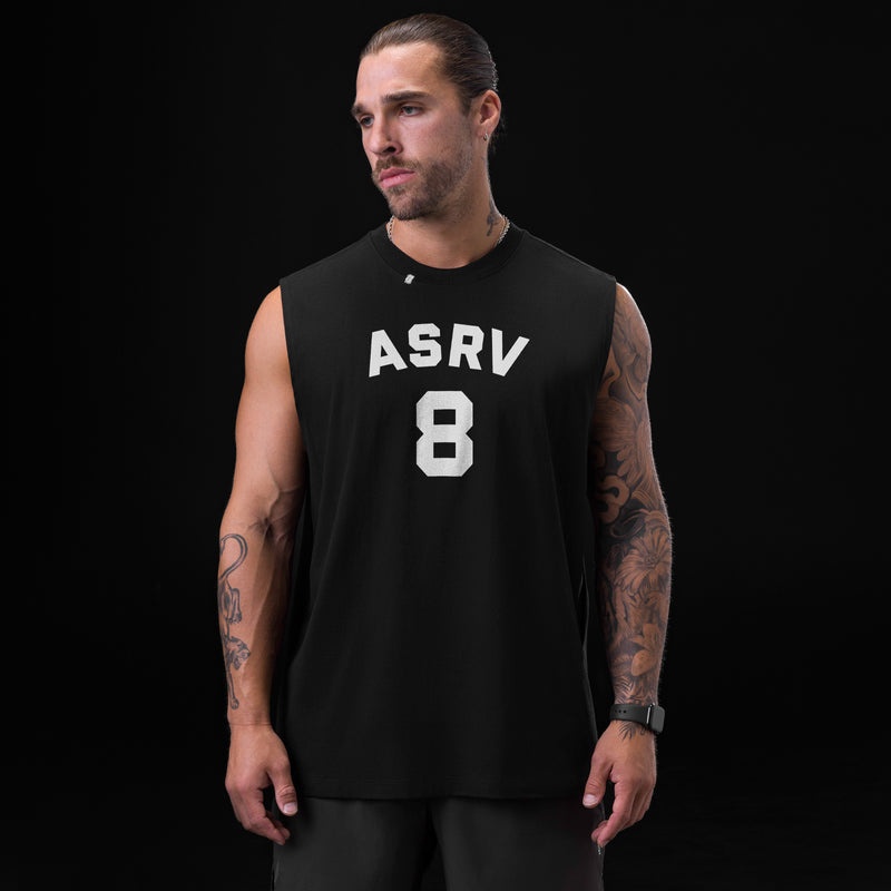 Asrv 0807. Tech Essential™ Relaxed Cutoff Men's Tanks Black | 71406UMXJ