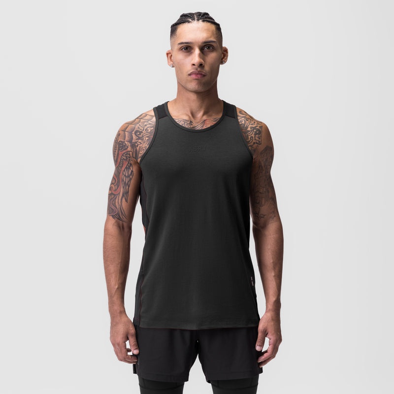 Asrv 0809. Supima® Mesh Panel Training Singlet Men's Tanks Black | 62437YFNS