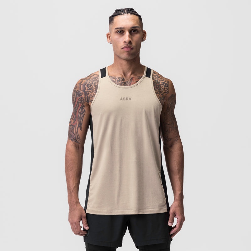 Asrv 0809. Supima® Mesh Panel Training Singlet Men's Tanks Beige | 12609STCZ