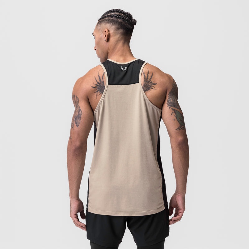 Asrv 0809. Supima® Mesh Panel Training Singlet Men's Tanks Beige | 12609STCZ