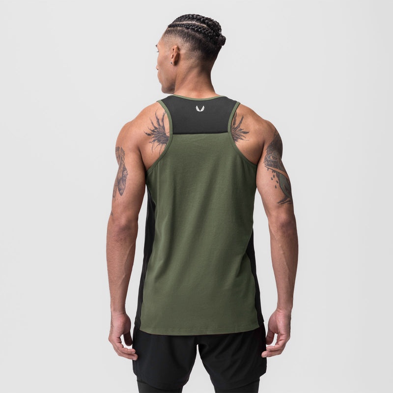 Asrv 0809. Supima® Mesh Panel Training Singlet Men's Tanks Olive | 02857ZGTR