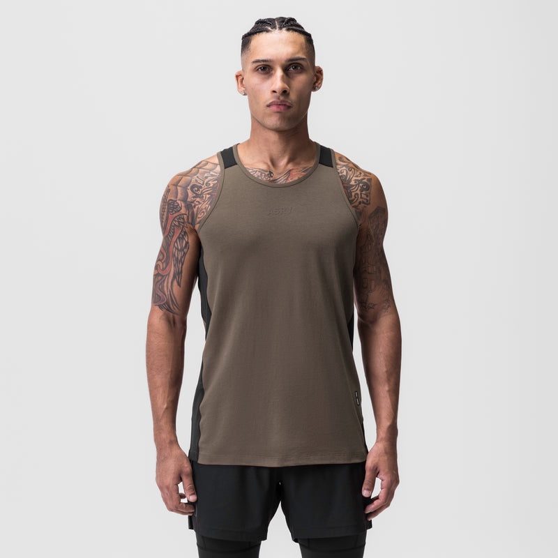 Asrv 0809. Supima® Mesh Panel Training Singlet Men's Tanks Grey Brown | 48509FMKC