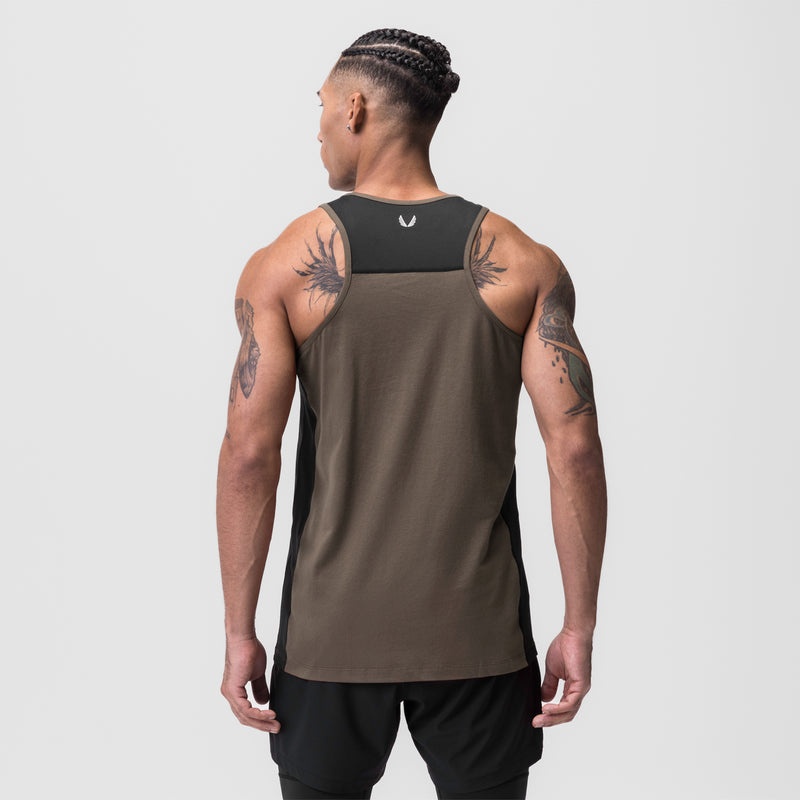 Asrv 0809. Supima® Mesh Panel Training Singlet Men's Tanks Grey Brown | 48509FMKC