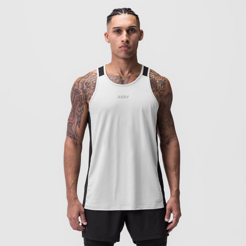 Asrv 0809. Supima® Mesh Panel Training Singlet Men's Tanks White | 90571BJWR