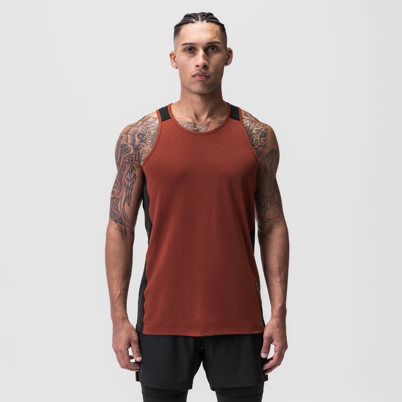 Asrv 0809. Supima® Mesh Panel Training Singlet Men's Tanks Dark Red | 93587SFCX