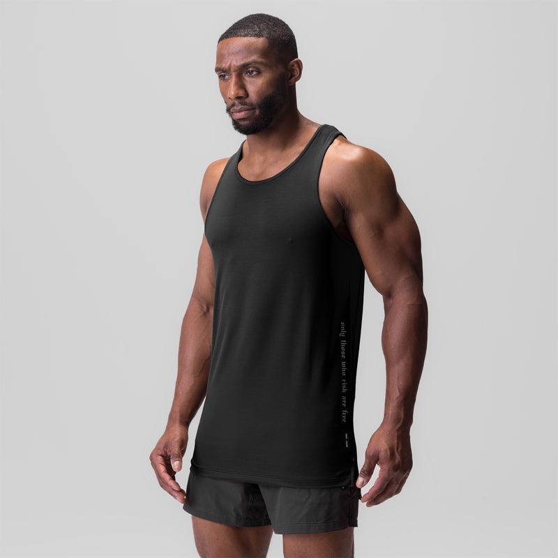 Asrv 0835. 3D-Lite® 2.0 Drop Hem Men's Tanks Black | 23657QYST