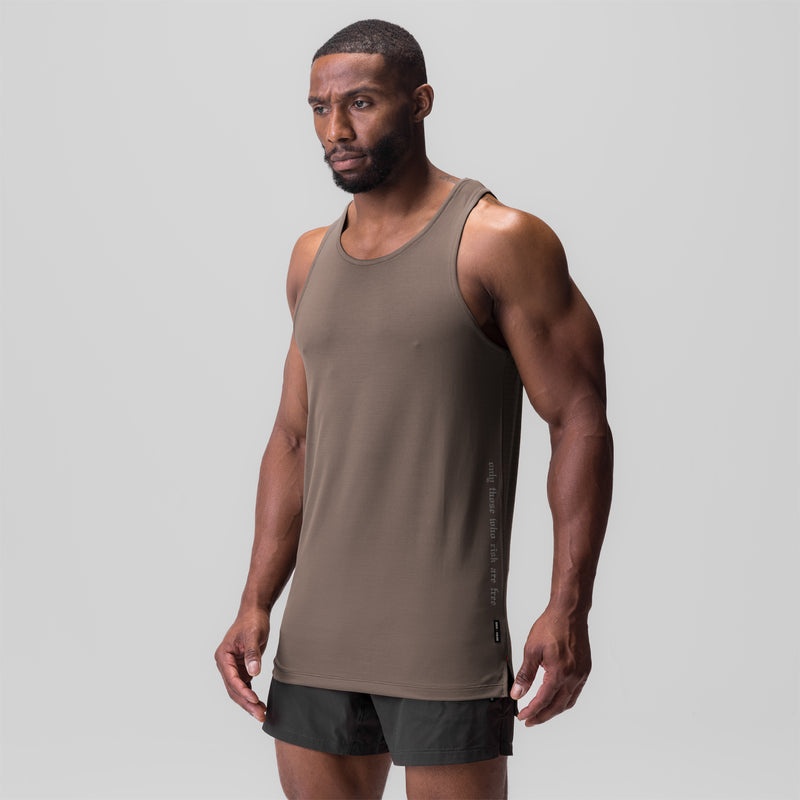 Asrv 0835. 3D-Lite® 2.0 Drop Hem Men's Tanks Grey Brown | 72145QJOA