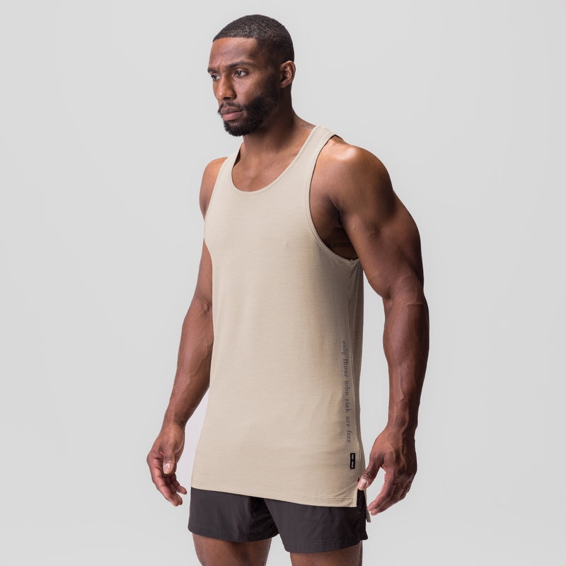 Asrv 0835. 3D-Lite® 2.0 Drop Hem Men's Tanks Brown | 24173GFHT