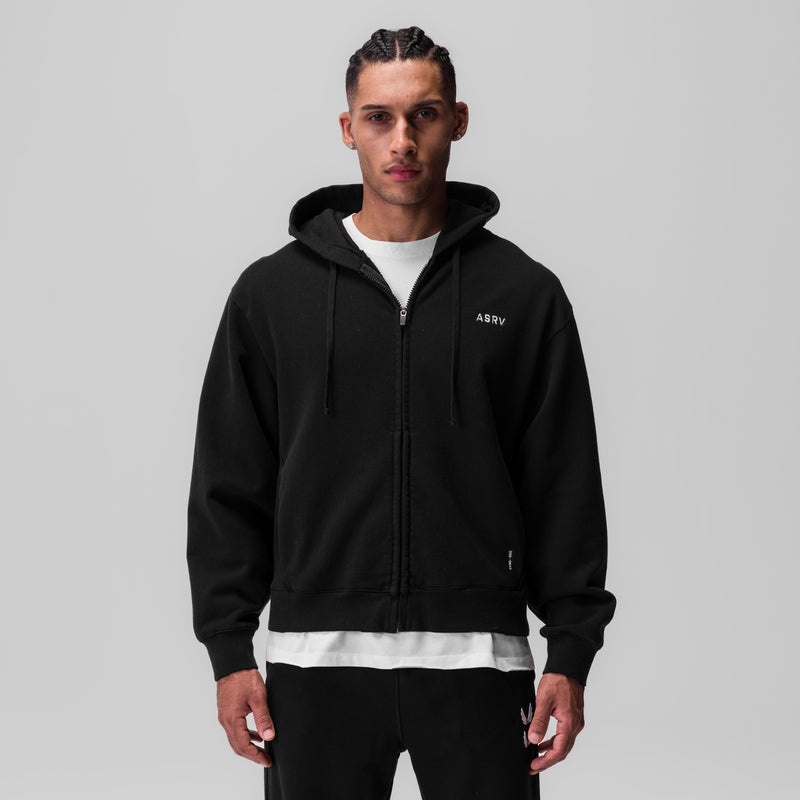 Asrv 0843. Tech Essential™ Distressed Full Zip Men's Hoodie Black | 98205JGCE