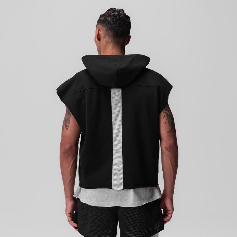 Asrv 0844. Tech Essential™ Raw Hem Cutoff Men's Hoodie Black | 10359KVRG