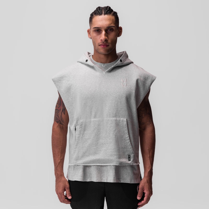 Asrv 0844. Tech Essential™ Raw Hem Cutoff Men's Hoodie Grey | 85239VTFX