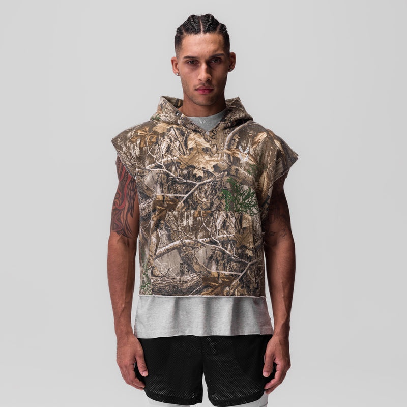 Asrv 0844. Tech Essential™ Raw Hem Cutoff Men's Hoodie Camo | 80961AORV