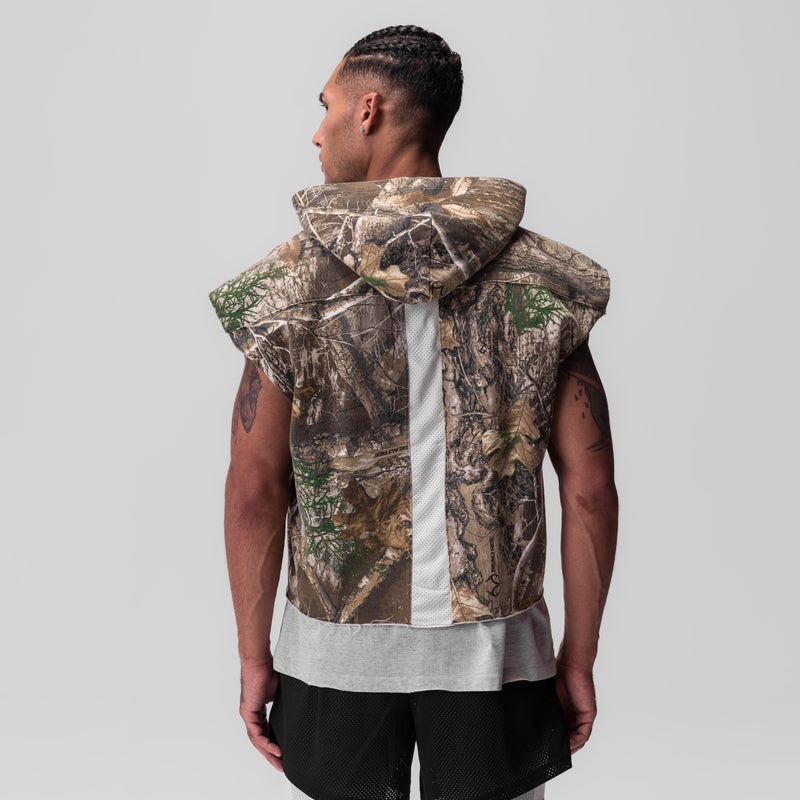 Asrv 0844. Tech Essential™ Raw Hem Cutoff Men's Hoodie Camo | 80961AORV