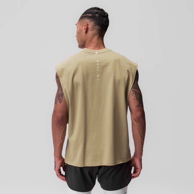 Asrv 0845. Tech Essential™ Rocker Cutoff Men's Tanks Khaki | 30695LTCO