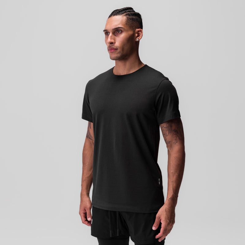 Asrv 0846. CottonPlus™ Standard Mesh Back Men's Short Sleeve Black | 19205HKNG