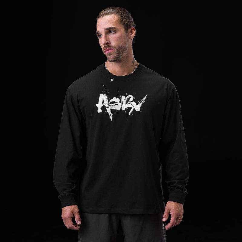 Asrv 0851. Tech Essential™ Relaxed Men's Long Sleeve Black | 10843TNPZ