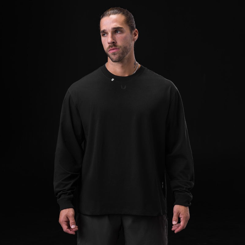 Asrv 0851. Tech Essential™ Relaxed Men's Long Sleeve Black | 80372XUGN