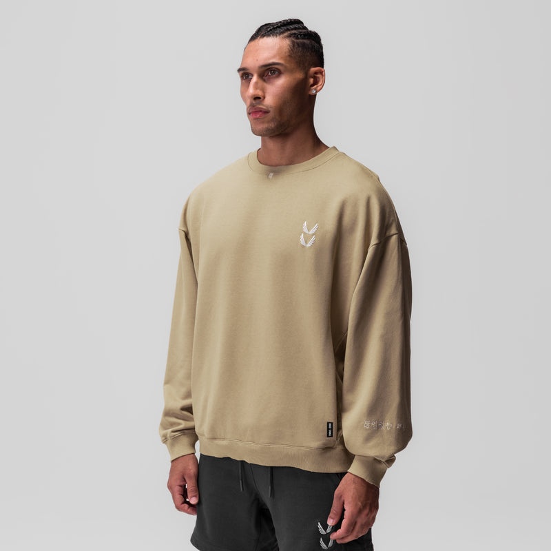 Asrv 0861. Tech Essential™ Distressed Crewneck Men's Hoodie Khaki | 24071NQLB