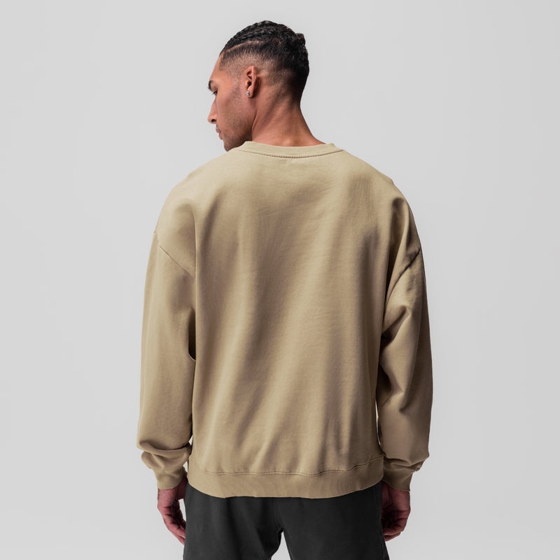 Asrv 0861. Tech Essential™ Distressed Crewneck Men's Hoodie Khaki | 24071NQLB