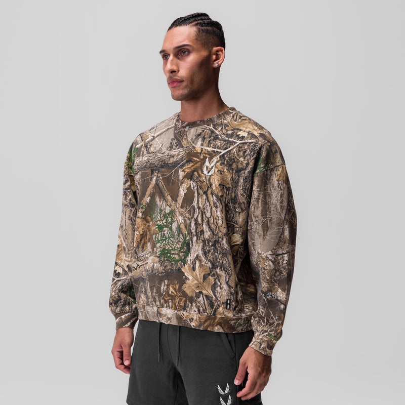 Asrv 0861. Tech Essential™ Distressed Crewneck Men's Hoodie Camo | 10479OQDM