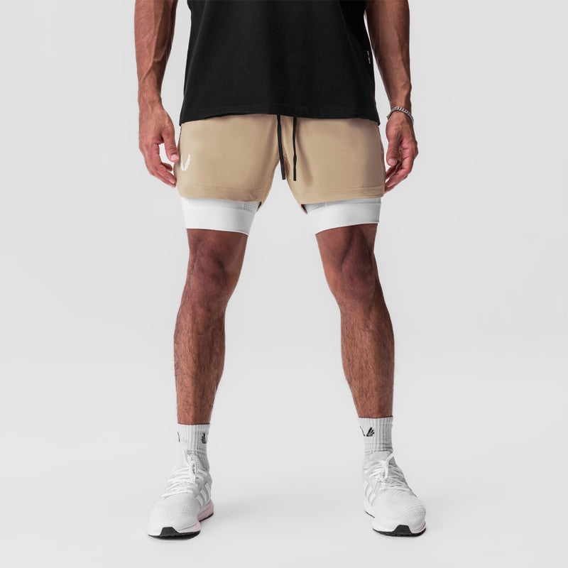 Asrv 0865. Tetra-Lite™ 5 Liner Men's Shorts Khaki / White | 13694JXYM