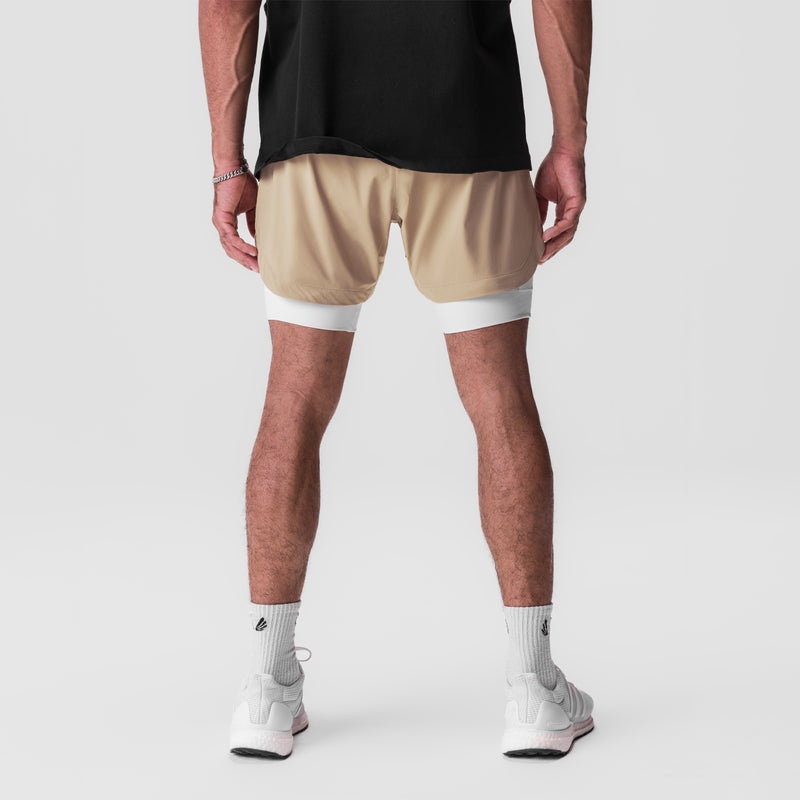 Asrv 0865. Tetra-Lite™ 5 Liner Men's Shorts Khaki / White | 13694JXYM