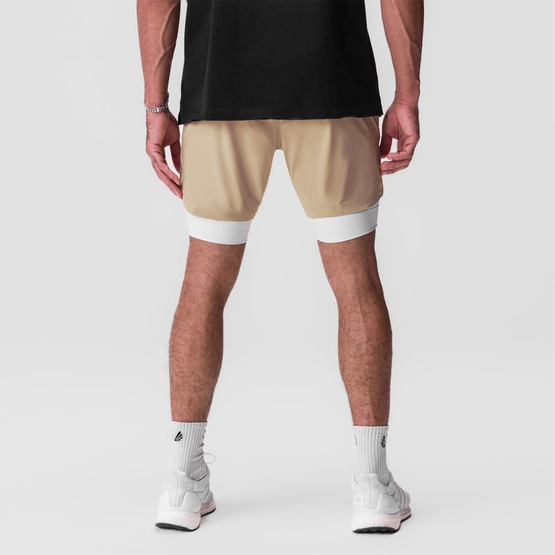 Asrv 0866. Tetra-Lite™ 7 Liner Men's Shorts Khaki / White | 26953EHXQ