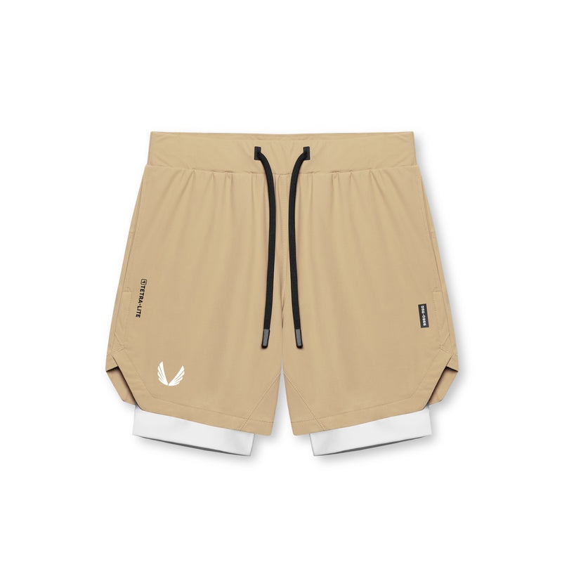 Asrv 0866. Tetra-Lite™ 7 Liner Men\'s Shorts Khaki / White | 26953EHXQ