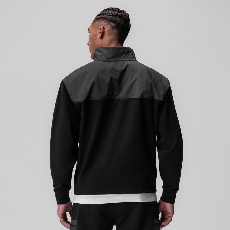 Asrv 0903. Tech-Terry™ Paneled Quarter Zip Men's Hoodie Black | 72504NXWY