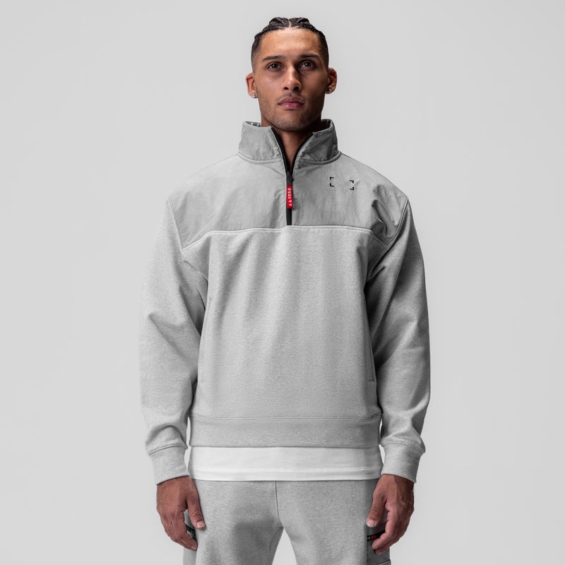 Asrv 0903. Tech-Terry™ Paneled Quarter Zip Men's Hoodie Grey | 69530TKJM