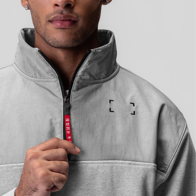 Asrv 0903. Tech-Terry™ Paneled Quarter Zip Men's Hoodie Grey | 69530TKJM