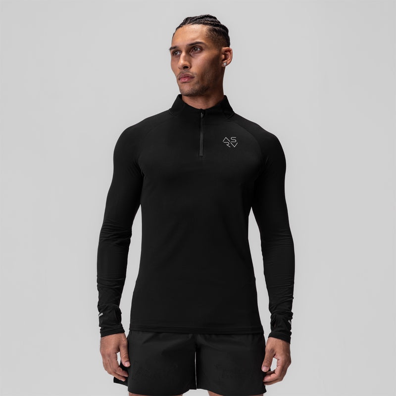 Asrv 0906. Thermal Training Quarter Zip Men's Long Sleeve Black | 85063LUMV