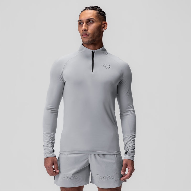 Asrv 0906. Thermal Training Quarter Zip Men's Long Sleeve Grey | 28796FSYJ