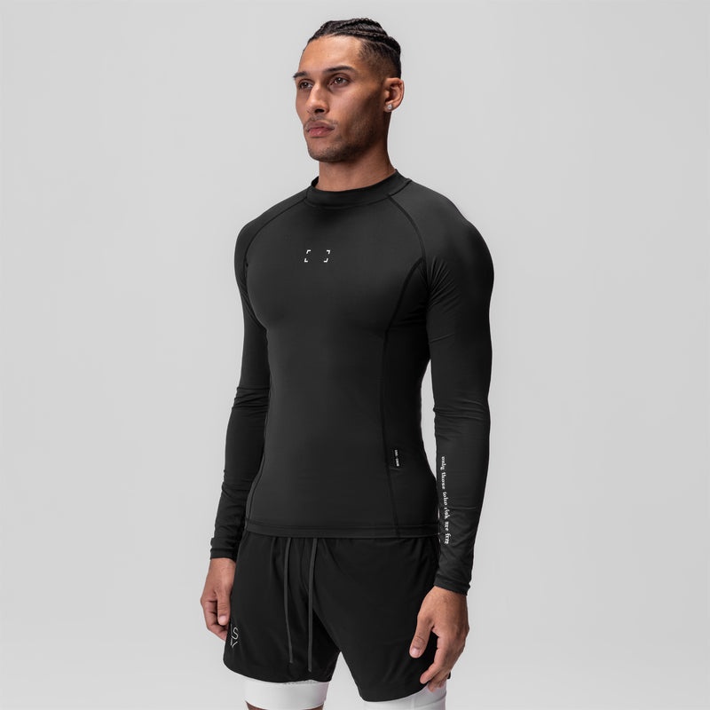 Asrv 0908. WarpFlexx™ Compression Mock Neck Men's Long Sleeve Black | 63521LVXG