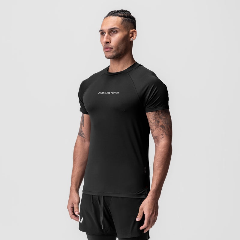 Asrv 0918. AeroSilver® Fitted Men's Short Sleeve Black | 59472UMWX